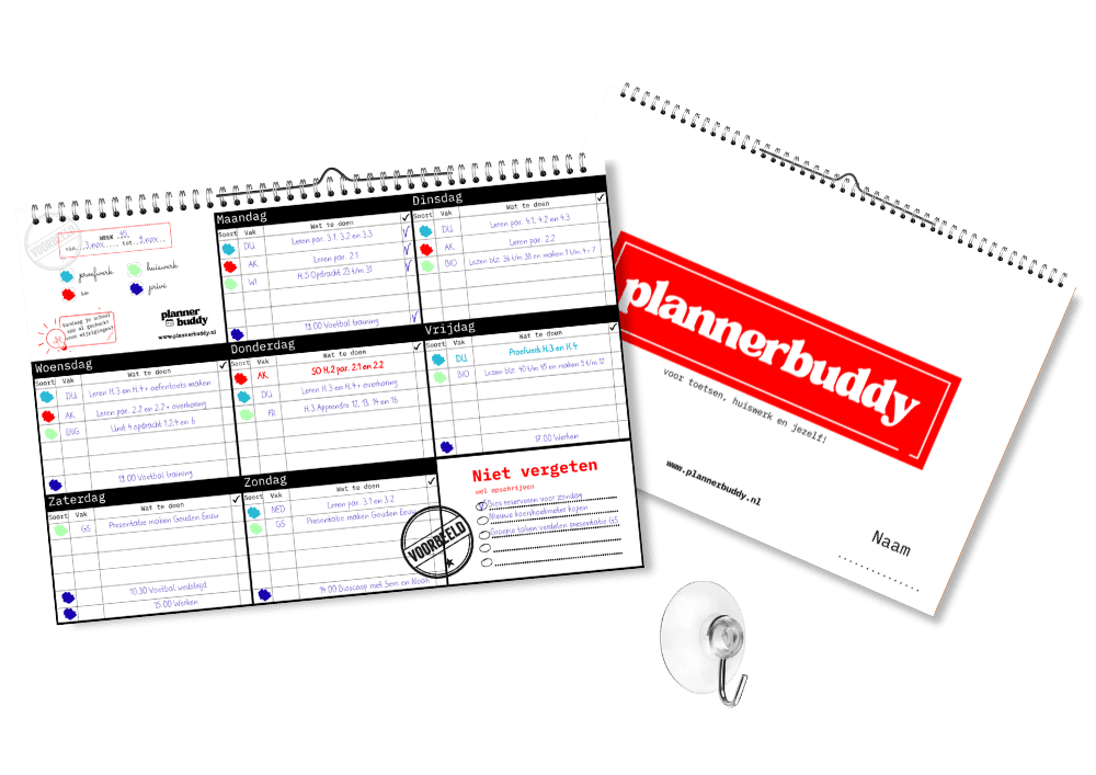 Plannerbuddy huiswerkplanner rood stoer volwassen