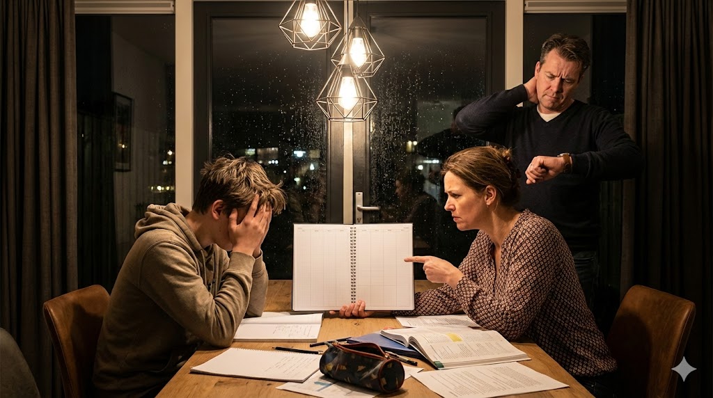 gedoe over huiswerk en studieplanner